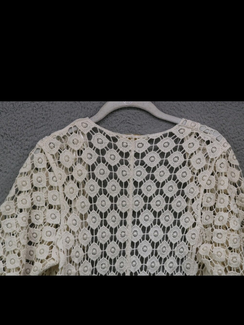 100% Cotton Rebellious One Cream Crochet Fringe Kimono Cardigan Boho Festival - Picture 5 of 6